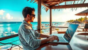 Person earning income while enjoying affordable world travel through MWR Life