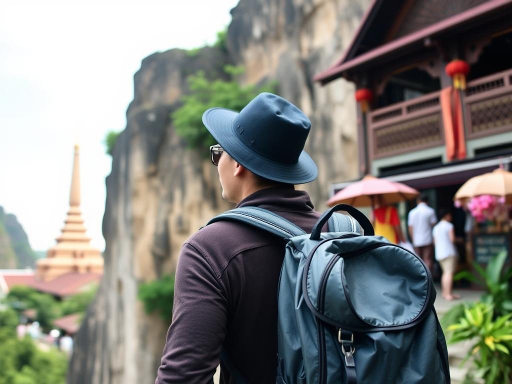 Solo traveler backpacking through Southeast Asia after finding best price to travel using points
